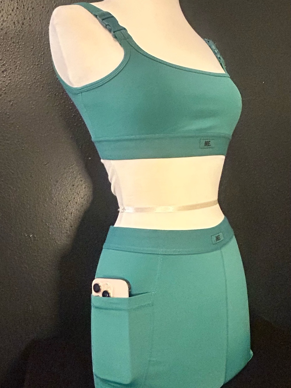 ME Makeover Essentials Teal Adjustable Sports Bralette with Shorts - Picture 3 of 5